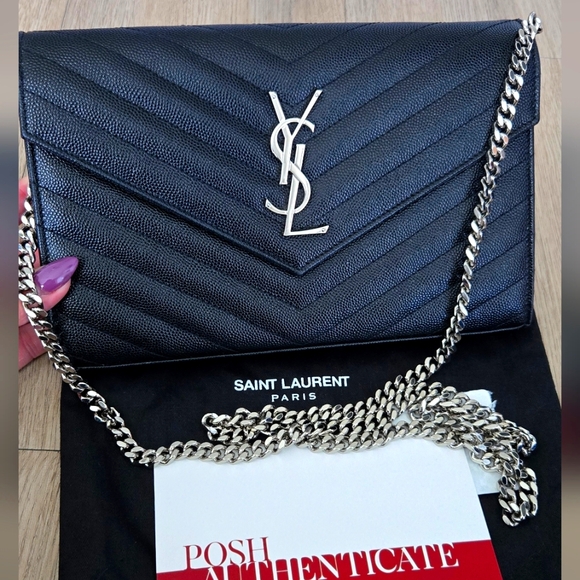 *Authentic* Saint Laurent Monogram Wallet Chain Purse - Picture 2 of 6